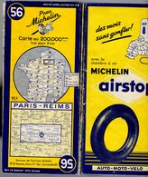 Carte Géographique MICHELIN - N° 056 PARIS - REIMS 1954 - Cartes Routières