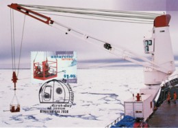 Australian Antarctic 1997 ANARE Expeditions $1.05 Hoisting The Researchers Maximum Card - Tarjetas – Máxima