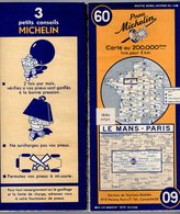 Carte Géographique MICHELIN - N° 060 LE MANS - PARIS 1950 - 16 Fr Belges - Cartes Routières