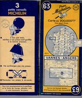 Carte Géographique MICHELIN - N° 063 - VANNES-ANGERS - 1949 - Cartes Routières