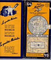 Carte Géographique MICHELIN - N° 064 - ANGERS / ORLÉANS - 1953 - Cartes Routières