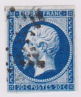 FRANCE: Napoléon III ND, 20c. Bleu Foncé Intense (Y&T 14Aa) Belles Marges, étoile Pleine - 1853-1860 Napoléon III