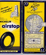 Carte Géographique MICHELIN - N° 077 VALENCE - GRENOBLE 1954 - Cartes Routières