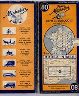 Carte Géographique MICHELIN - N° 080 RODEZ - NIMES - 1942 - Cartes Routières