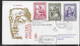 VATICANO - 1964 - MICHELANGELO 16.GIU.1964  SU BUSTA RACCOMANDATA F.D.C.(VENETIA)  PER MILANO - FDC