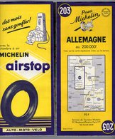 Carte Géographique MICHELIN - N° 203 ALLEMAGNE 1954 - Cartes Routières