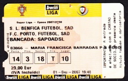 Ticket Football,  Portugal 2008 - Benfica X Porto, Estadio Da Luz - Tickets - Entradas