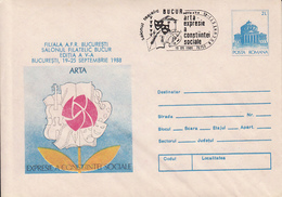 BUCHAREST, ARTS PHILATELIC EXHIBITION, COVER STATIONERY, 1988, ROMANIA - Marcofilie