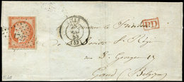 Let EMISSION DE 1849 - 5    40c. Orange, Obl. PC 1727 S. LSC, Càd T15 LILLE 25/5/53, Arr. Càd Rouge GAND 28/5, TB - 1849-1850 Ceres