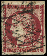EMISSION DE 1849 - 6b    1f. Carmin Foncé, Oblitéré GRILLE, Jolie Nuance, TB - 1849-1850 Ceres