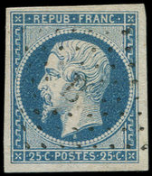 PRESIDENCE - 10   25c. Bleu, Obl. Los. B Romain, Frappe Superbe, TTB - 1852 Luis-Napoléon