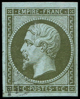 EMPIRE NON DENTELE - 11    1c. Olive, Obl. PC, Frappe Très Légère, Effigie Dégagée, TB/TTB - 1853-1860 Napoleon III