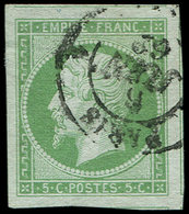 EMPIRE NON DENTELE - 12    5c. Vert, Grandes Marges (4 Amorces De Voisins), Obl. Càd, Superbe - 1853-1860 Napoléon III