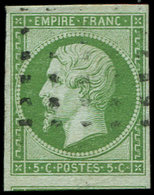 EMPIRE NON DENTELE - 12    5c. Vert, Obl. GROS POINTS, Frappe Légère, TB - 1853-1860 Napoléon III