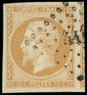 EMPIRE NON DENTELE - 13A  10c. Bistre, T I, Voisin à Droite, Obl. PC, TTB - 1853-1860 Napoleon III