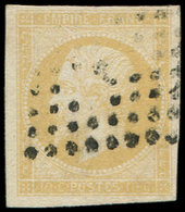 EMPIRE NON DENTELE - 13Al 10c. Citron, Impression Défectueuse, Obl. Los. J, TB/TTB - 1853-1860 Napoléon III