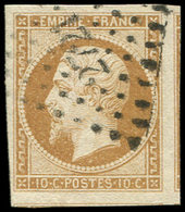 EMPIRE NON DENTELE - 13B  10c. Brun Clair, T II, Obl. PC 2721, Grandes Marges, Un Voisin Et Un Filet De Voisin, Superbe - 1853-1860 Napoléon III.