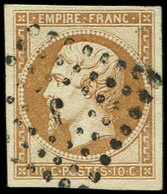 EMPIRE NON DENTELE - 13B  10c. Brun Clair, T II, Obl. Los. J, TB/TTB - 1853-1860 Napoléon III.