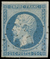 EMPIRE NON DENTELE - 15   25c. Bleu, Obl. PC 3807, Frappe Très Légère, TTB - 1853-1860 Napoleon III