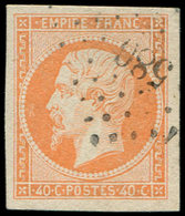 EMPIRE NON DENTELE - 16   40c. Orange, Nuance Pâle, Obl. PC 580, Frappe Légère, Belles Marges, TTB/Superbe - 1853-1860 Napoleon III