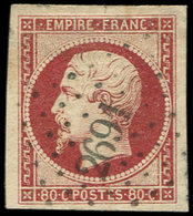 EMPIRE NON DENTELE - 17A  80c. Carmin, Belles Marges, Obl. PC 2691, Frappe Superbe, TTB - 1853-1860 Napoléon III