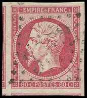 EMPIRE NON DENTELE - 17B  80c. Rose, 3 Voisins Obl. GC, Frappe Légère, Superbe - 1853-1860 Napoléon III