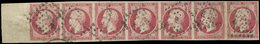 EMPIRE NON DENTELE - 17B  80c. Rose, BANDE De 7 Bdf Oblitérée B, TB - 1853-1860 Napoleon III