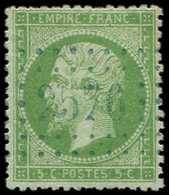 EMPIRE DENTELE - 20    5c. Vert, Obl. PC Bleu (fiscale), Frappe TTB - 1862 Napoleon III