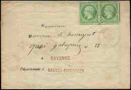 Let EMPIRE DENTELE - 20    5c. Vert, PAIRE Obl. GC 359 S. Avis De Réception De Chargement, BAYONNE 30/3/67, Affrt Peu Co - 1862 Napoleon III