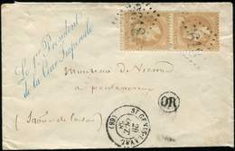 Let EMPIRE LAURE - 28A  10c. Bistre, T I, PAIRE Obl. GC 3618 S. Env., Càd T15 ST GENIS LAVAL 29/10/68 Et Griffe "LE 1er  - 1849-1876: Classic Period