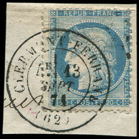 SIEGE DE PARIS - 37   20c. Bleu, Obl. Càd T17 CLERMONT-FERRAND 13/9/71 S. Fragt, Frappe Superbe - 1870 Siège De Paris