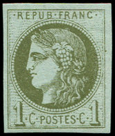 ** EMISSION DE BORDEAUX - 39B   1c. Olive, R II, Pos. 15, Belles Marges, TTB - 1870 Emission De Bordeaux