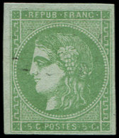 EMISSION DE BORDEAUX - 42B   5c. Vert-jaune, R II, 2ème état, Infime Trace D'oblitération, TB. J, Cote Cérès - 1870 Bordeaux Printing