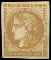 * EMISSION DE BORDEAUX - 43A  10c. Bistre, R I, TB - 1870 Bordeaux Printing