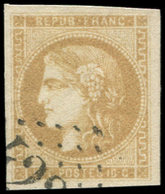 EMISSION DE BORDEAUX - 43A  10c. Bistre, R I, Obl. GC, Effigie Dégagée, Frappe Superbe, TTB - 1870 Bordeaux Printing