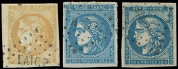 EMISSION DE BORDEAUX - 43A, 45C Et 46B, Tous Obl. Ambulant, TB/TTB - 1870 Bordeaux Printing