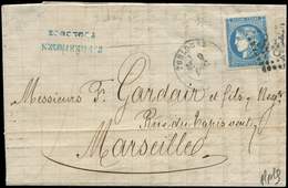 Let EMISSION DE BORDEAUX - 45Ac 20c. Bleu T II, R I, IMPRESSION FINE, Obl. GC 3982 S. LAC, Càd T17 TOULOUSE 9/12/70, TTB - 1870 Bordeaux Printing