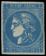 * EMISSION DE BORDEAUX - 46B  20c. Bleu, T III, R II, TB. C - 1870 Emisión De Bordeaux