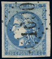 EMISSION DE BORDEAUX - 46Ad 20c. Bleu OUTREMER, R I, Très Jolie Nuance, Obl. GC 1090, TTB, Certif. JF Brun - 1870 Emisión De Bordeaux