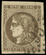 EMISSION DE BORDEAUX - 47   30c. Brun, Marges énormes, Obl. GC, TTB - 1870 Emission De Bordeaux