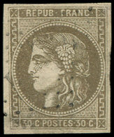 EMISSION DE BORDEAUX - 47c  30c. Brun Verdâtre, Obl., Réparé, Beau D'aspect, B/TB - 1870 Emission De Bordeaux