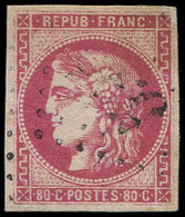 EMISSION DE BORDEAUX - 49   80c. Rose, Oblitéré GC Léger, TB. C - 1870 Emisión De Bordeaux