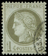 CERES DENTELE - 50    1c. Vert-olive, Obl. Càd En Coin, Très Bon Centrage, TTB/Superbe - 1871-1875 Cérès