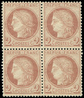 ** CERES DENTELE - 51    2c. Brun-rouge, BLOC De 4 Bien Centré Et TB - 1871-1875 Ceres