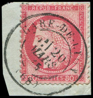 CERES DENTELE - 57   80c. Rose, Obl. Càd T17 GARE DE LYON 20/3/75 S. Fragt, Frappe Superbe - 1871-1875 Ceres