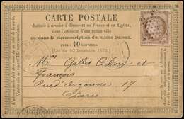 Let CERES DENTELE - 58   10c. Brun Sur Rose, Lettres C Et A Entrelacées Obl. Etoile S. CP La Villette 9/73, TB - 1871-1875 Ceres