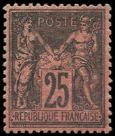 * TYPE SAGE - 91   25c. Noir Sur Rouge, Très Bien Centré, TB. C - 1876-1878 Sage (Type I)