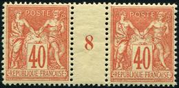 * TYPE SAGE - 94   40c. Rouge Orange, PAIRE Mill.8, Frais Et TB - 1876-1878 Sage (Type I)