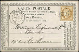 Let OBLITERATIONS PAR DEPARTEMENTS - 50/HAUTE MARNE N°55 Obl. GC 6207 S. CP, Càd T17 BOURDON 6/8/(75), Ind. 20, Superbe - 1849-1876: Classic Period