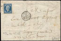 Let LETTRES DE PARIS - N°14A Obl. Los. Bâton HS4 S. LAC, Càd T1518 (GSO) PARIS (HS4) 18/4/60, TB - 1849-1876: Classic Period